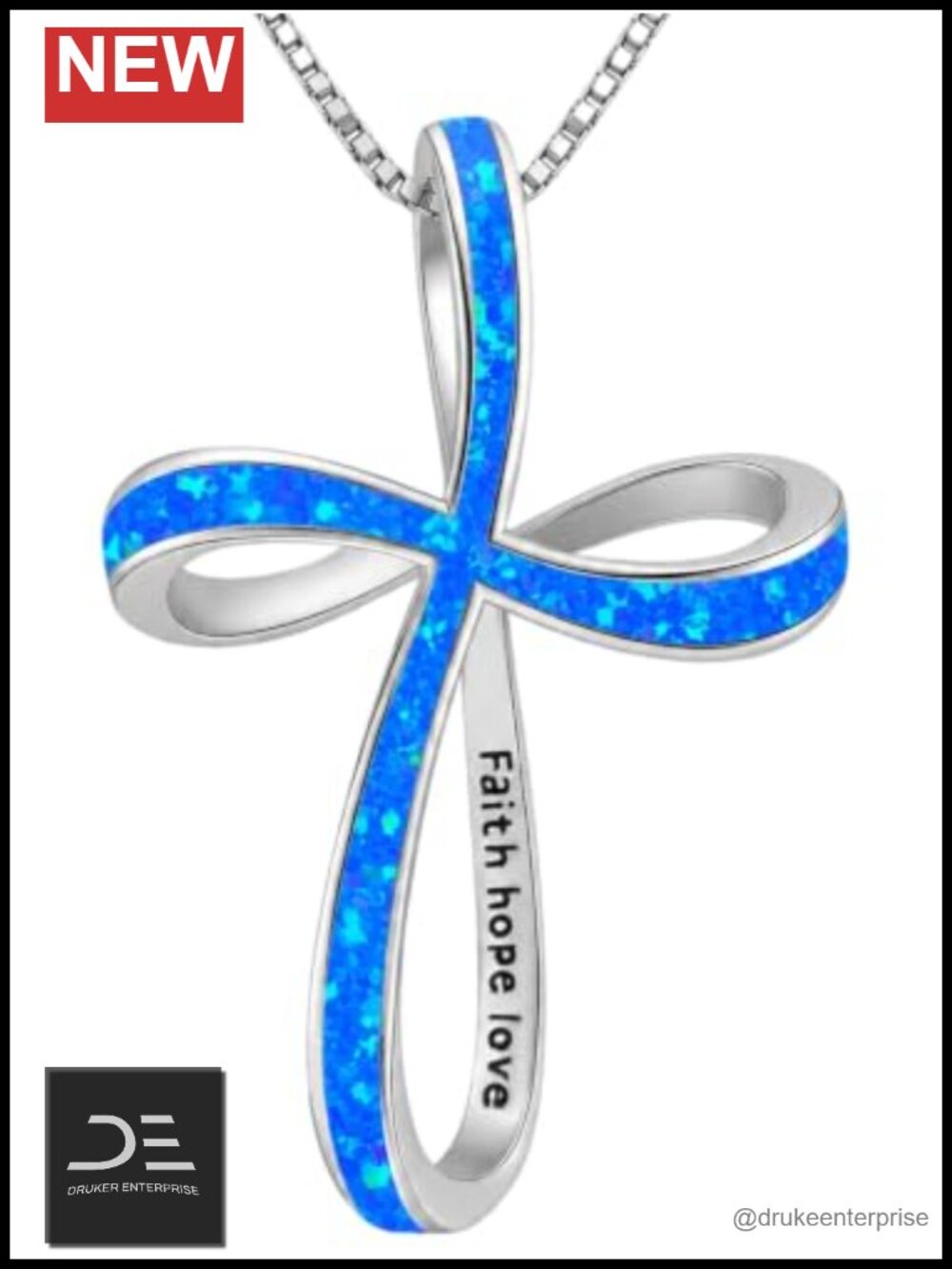 Opal Celtic Knot Cross Pendant Necklace 33mm 20 Inch Gift Box